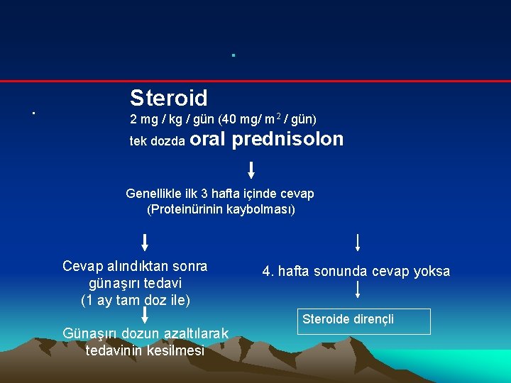 . . Steroid 2 mg / kg / gün (40 mg/ m 2 /