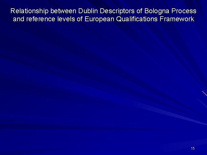 Relationship between Dublin Descriptors of Bologna Process and reference levels of European Qualifications Framework