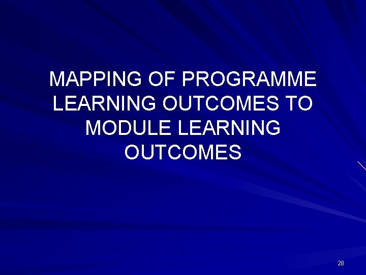 MAPPING OF PROGRAMME LEARNING OUTCOMES TO MODULE LEARNING OUTCOMES 28 