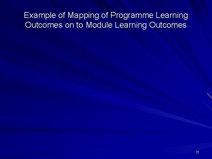 Example of Mapping of Programme Learning Outcomes on to Module Learning Outcomes 31 