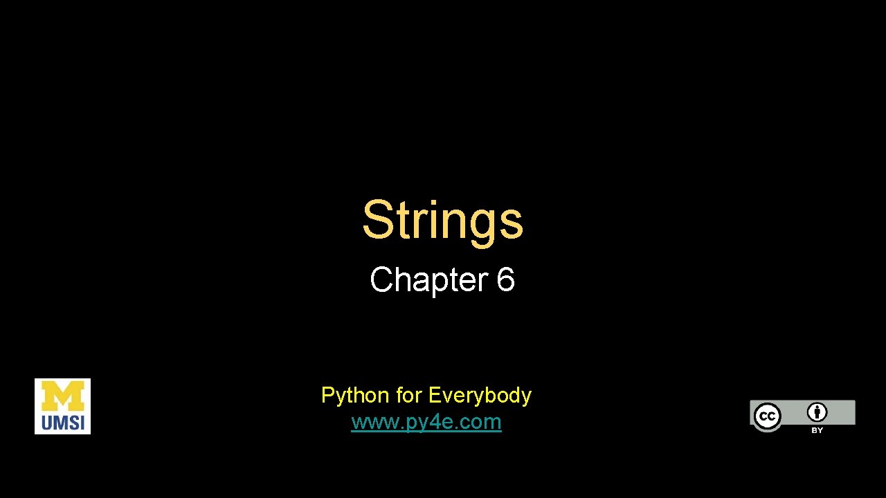 Strings Chapter 6 Python for Everybody www. py 4 e. com 