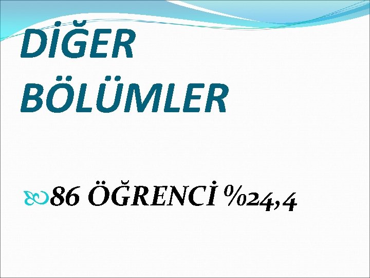 DİĞER BÖLÜMLER 86 ÖĞRENCİ %24, 4 