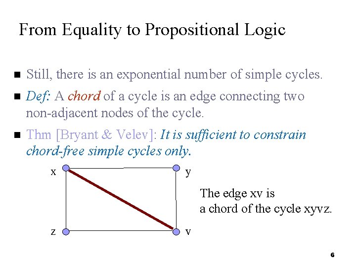 From Equality to Propositional Logic Still, there is an exponential number of simple cycles.