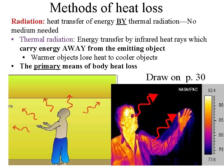 Methods of heat loss Radiation: heat transfer of energy BY thermal radiation—No medium needed