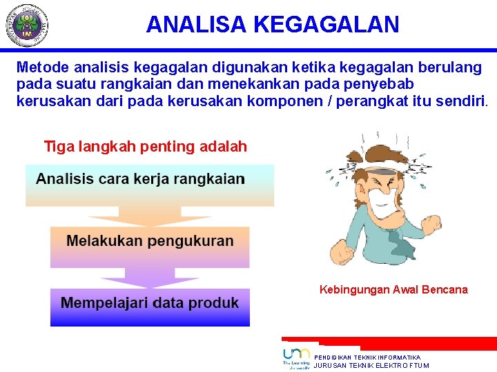 ANALISA KEGAGALAN Metode analisis kegagalan digunakan ketika kegagalan berulang pada suatu rangkaian dan menekankan