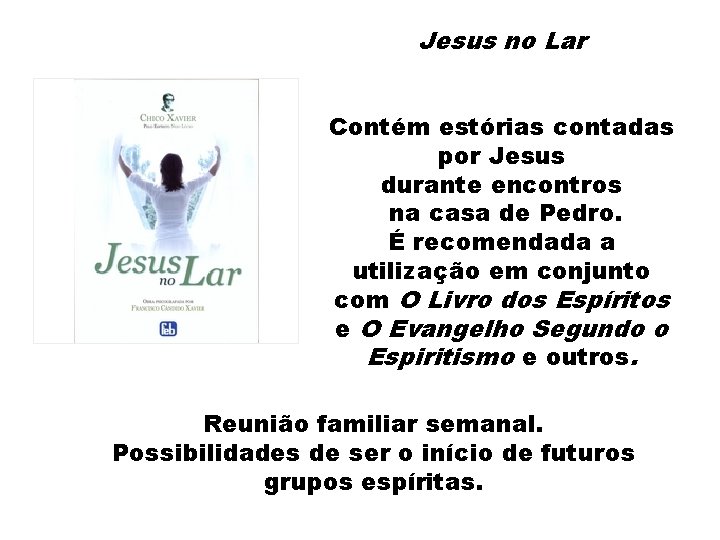 Jesus no Lar Contém estórias contadas por Jesus durante encontros na casa de Pedro.