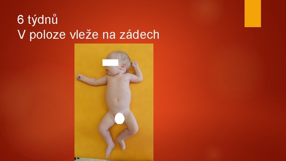 6 týdnů V poloze vleže na zádech 