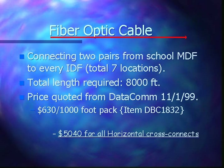Fiber Optic Cable Connecting two pairs from school MDF to every IDF (total 7