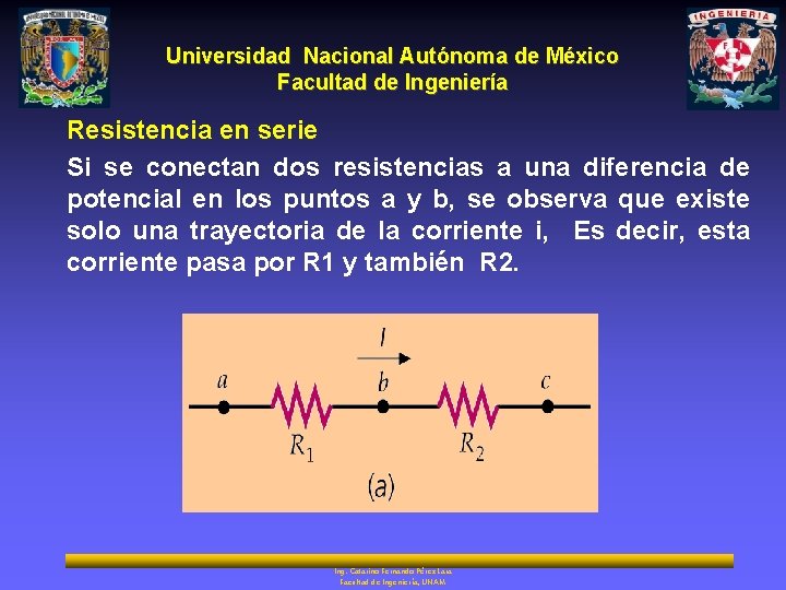 Universidad Nacional Autónoma de México Facultad de Ingeniería Resistencia en serie Si se conectan