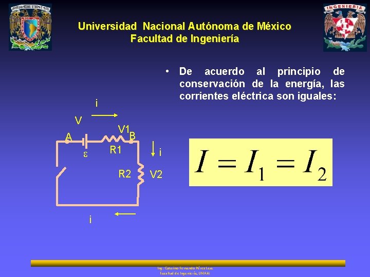 Universidad Nacional Autónoma de México Facultad de Ingeniería • De acuerdo al principio de