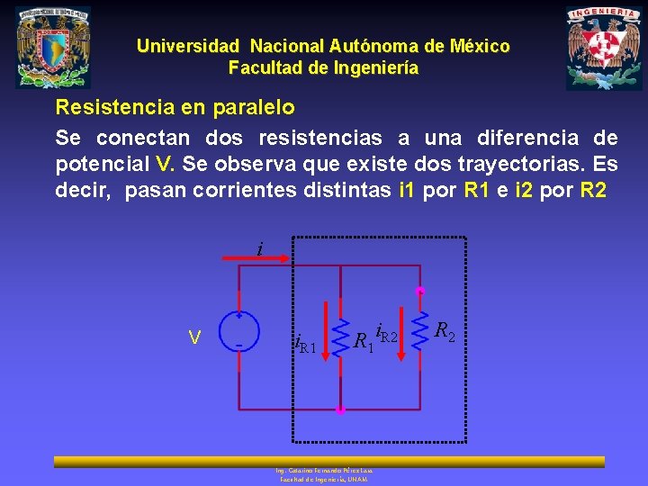 Universidad Nacional Autónoma de México Facultad de Ingeniería Resistencia en paralelo Se conectan dos