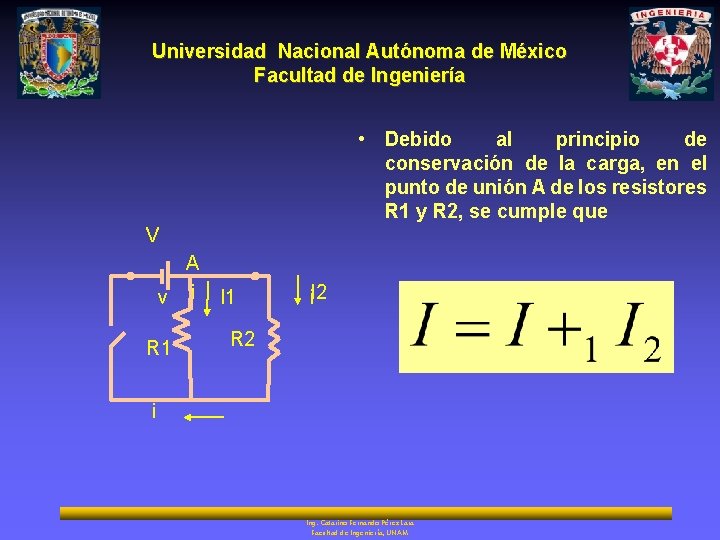 Universidad Nacional Autónoma de México Facultad de Ingeniería • Debido al principio de conservación