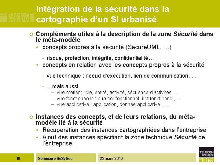 Intégration de la sécurité dans la cartographie d’un SI urbanisé ¢ Compléments utiles à