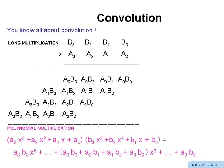 Convolution You know all about convolution ! LONG MULTIPLICATION B 3 B 2 B Convolution You know all about convolution ! LONG MULTIPLICATION B 3 B 2 B