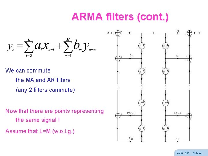 ARMA filters (cont. ) We can commute the MA and AR filters (any 2 ARMA filters (cont. ) We can commute the MA and AR filters (any 2