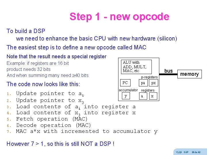 Step 1 - new opcode To build a DSP we need to enhance the Step 1 - new opcode To build a DSP we need to enhance the