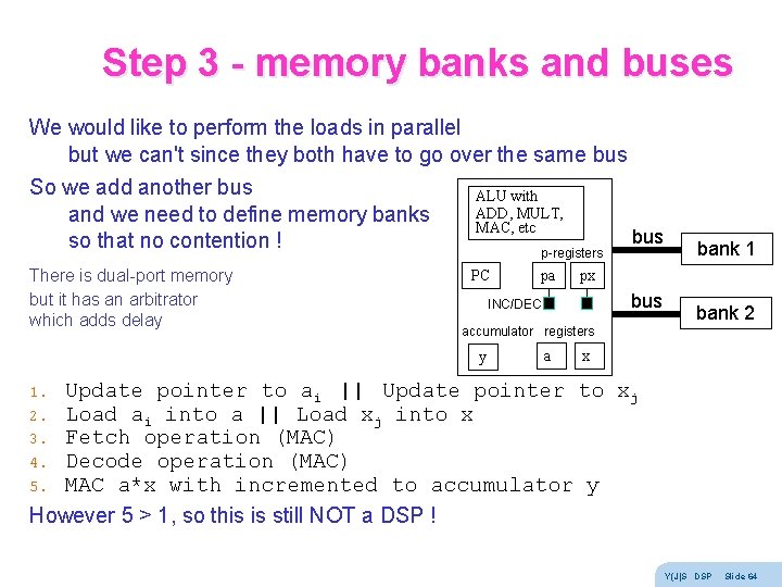 Step 3 - memory banks and buses We would like to perform the loads Step 3 - memory banks and buses We would like to perform the loads