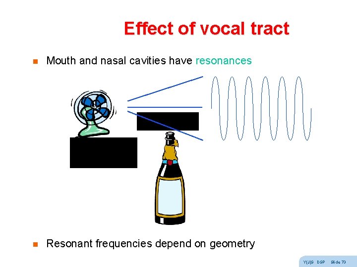 Effect of vocal tract n Mouth and nasal cavities have resonances n Resonant frequencies Effect of vocal tract n Mouth and nasal cavities have resonances n Resonant frequencies