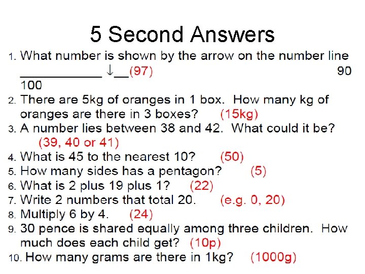 5 Second Answers 