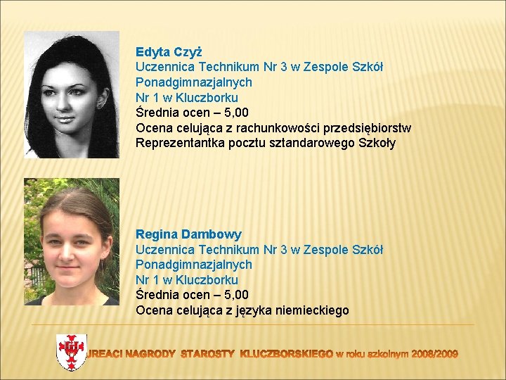 Edyta Czyż Uczennica Technikum Nr 3 w Zespole Szkół Ponadgimnazjalnych Nr 1 w Kluczborku
