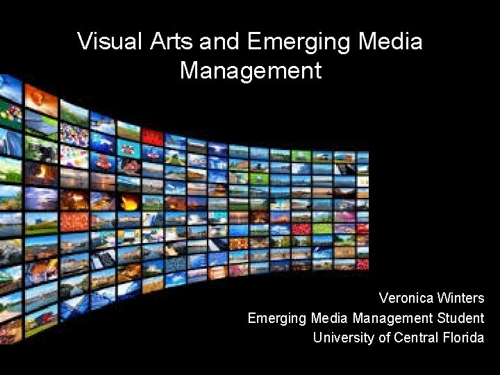 Visual Arts and Emerging Media Management Veronica Winters Emerging Media Management Student University of Visual Arts and Emerging Media Management Veronica Winters Emerging Media Management Student University of
