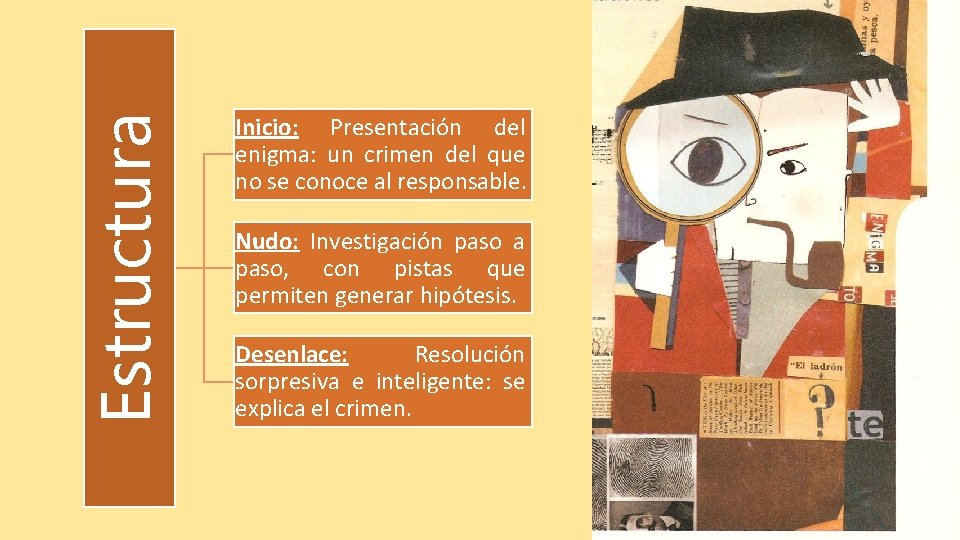 Estructura Inicio: Presentación del enigma: un crimen del que no se conoce al responsable.