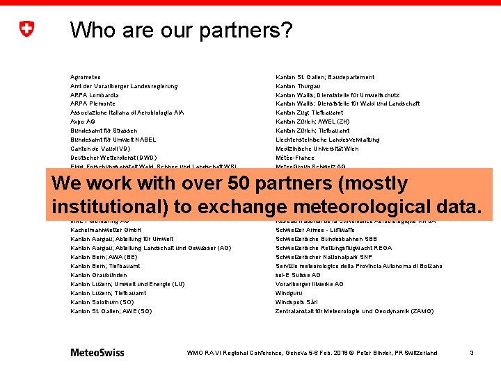 Who are our partners? Agrometeo Amt der Vorarlberger Landesregierung ARPA Lombardia ARPA Piemonte Associazione