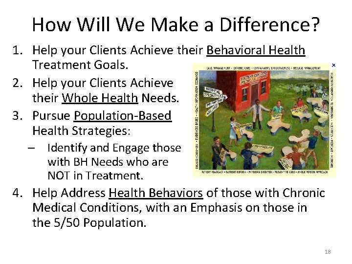 How Will We Make a Difference? 1. Help your Clients Achieve their Behavioral Health