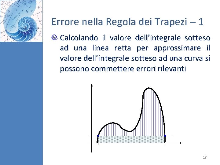 Errore nella Regola dei Trapezi 1 Calcolando il valore dell’integrale sotteso ad una linea