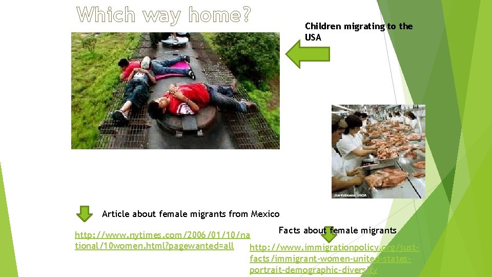 Which way home? Children migrating to the USA Article about female migrants from Mexico