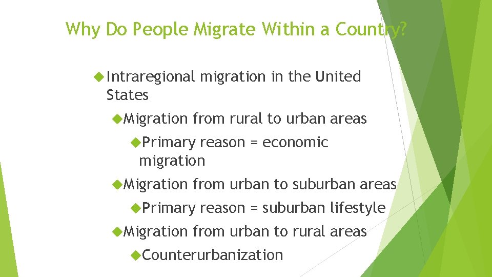 Why Do People Migrate Within a Country? Intraregional migration in the United States Migration