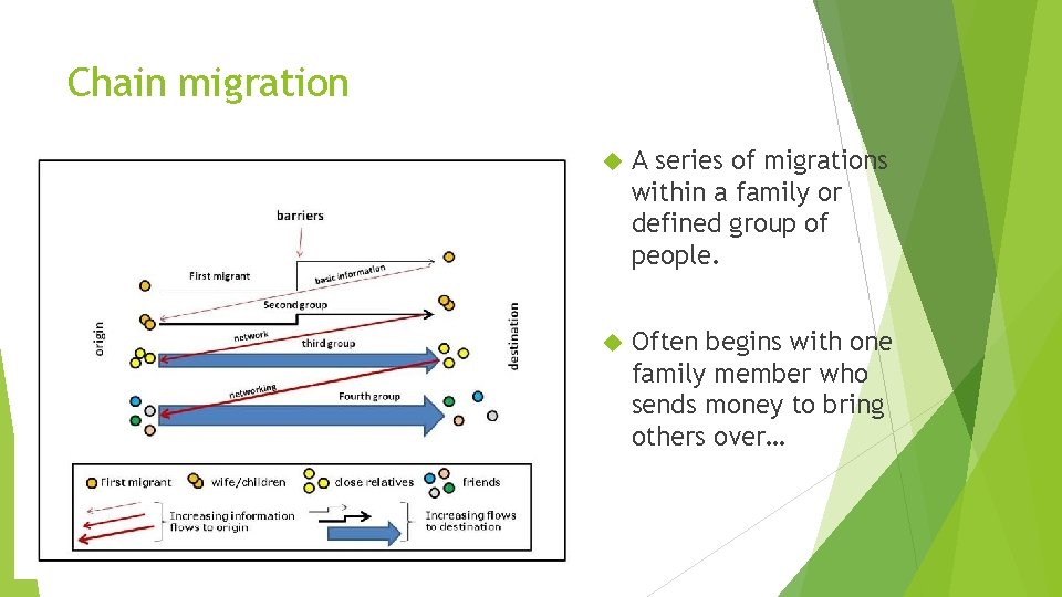 Chain migration A series of migrations within a family or defined group of people.