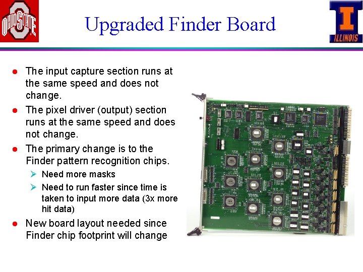 Upgraded Finder Board l l l The input capture section runs at the same