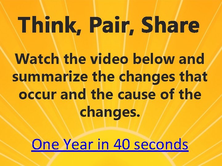Think, Pair, Share Watch the video below and summarize the changes that occur and