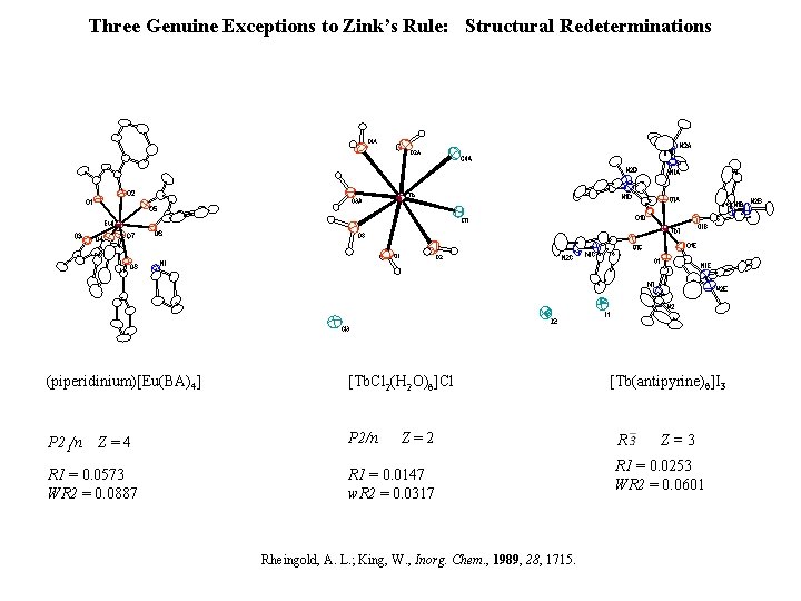 Three Genuine Exceptions to Zink’s Rule: Structural Redeterminations (piperidinium)[Eu(BA)4] [Tb. Cl 2(H 2 O)6]Cl