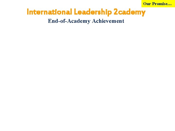 Our Promise… International Leadership 2 cademy End-of-Academy Achievement 