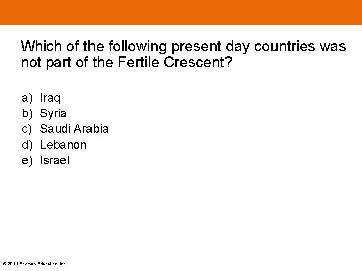 Which of the following present day countries was not part of the Fertile Crescent?