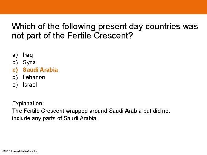 Which of the following present day countries was not part of the Fertile Crescent?