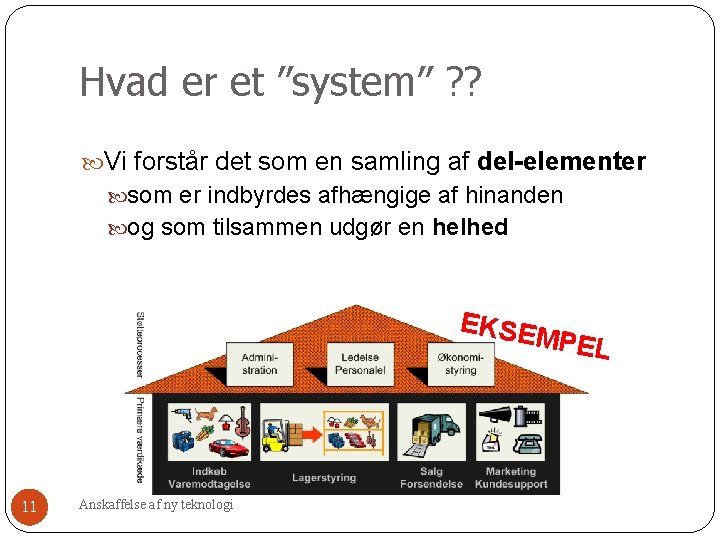 Hvad er et ”system” ? ? Vi forstår det som en samling af del-elementer Hvad er et ”system” ? ? Vi forstår det som en samling af del-elementer