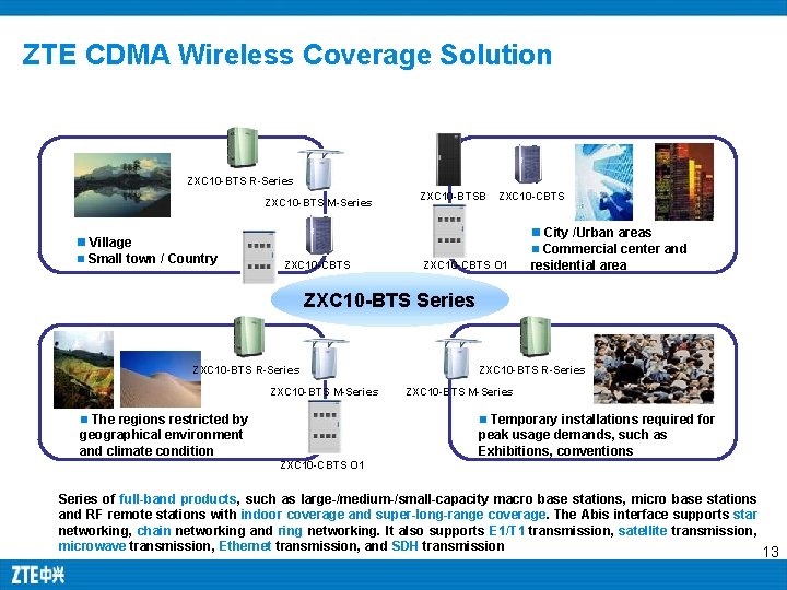 ZTE CDMA Wireless Coverage Solution ZXC 10 -BTS R-Series ZXC 10 -BTS M-Series n ZTE CDMA Wireless Coverage Solution ZXC 10 -BTS R-Series ZXC 10 -BTS M-Series n