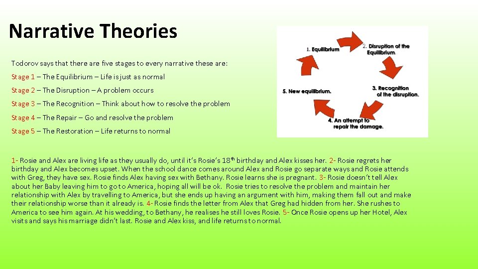 Narrative Theories Todorov says that there are five stages to every narrative these are: