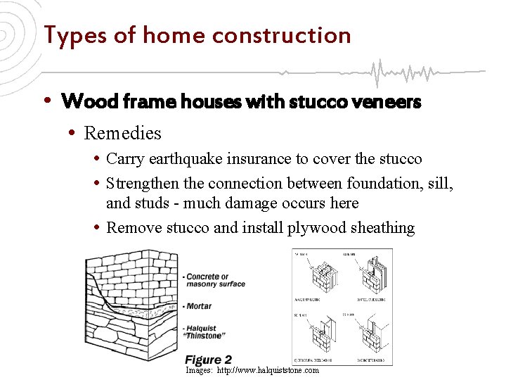 Types of home construction • Wood frame houses with stucco veneers • Remedies •