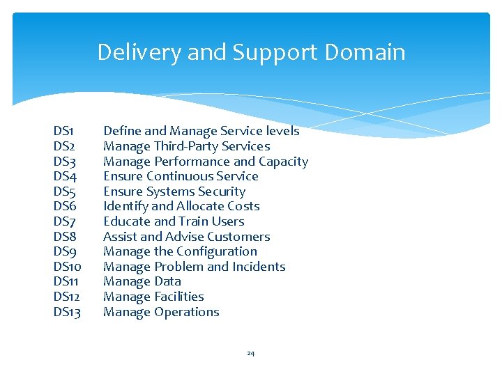 Delivery and Support Domain DS 1 DS 2 DS 3 DS 4 DS 5