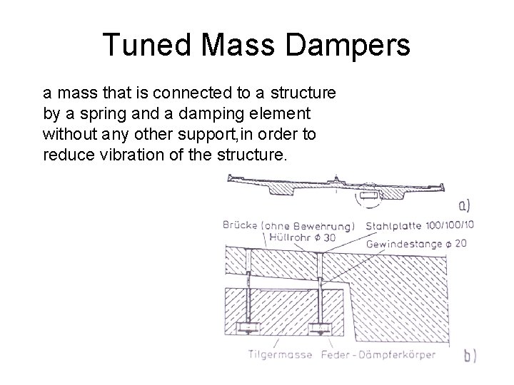 Tuned Mass Dampers a mass that is connected to a structure by a spring