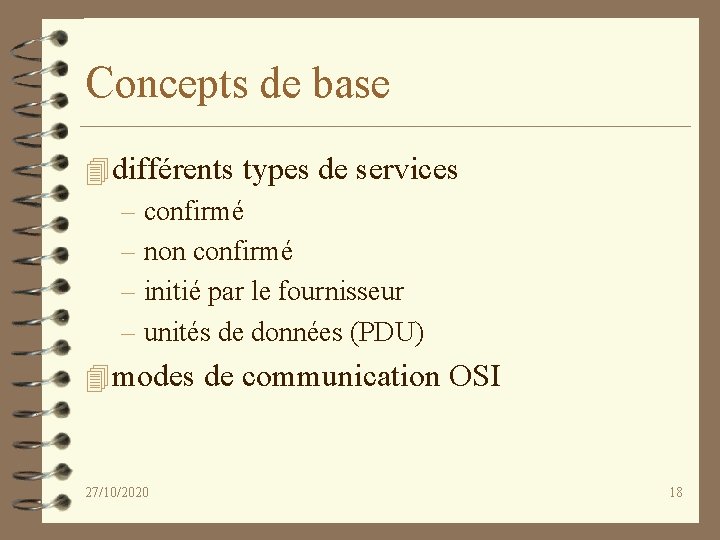 Concepts de base 4 différents types de services – confirmé – non confirmé –