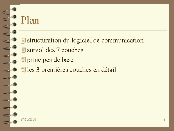 Plan 4 structuration du logiciel de communication 4 survol des 7 couches 4 principes