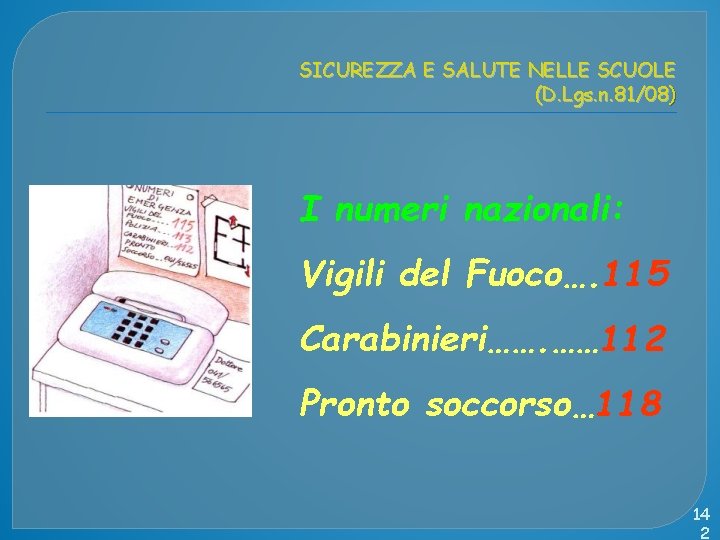 SICUREZZA E SALUTE NELLE SCUOLE (D. Lgs. n. 81/08) I numeri nazionali: Vigili del