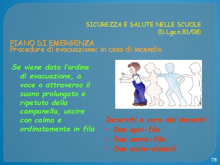 SICUREZZA E SALUTE NELLE SCUOLE (D. Lgs. n. 81/08) PIANO DI EMERGENZA Procedure di