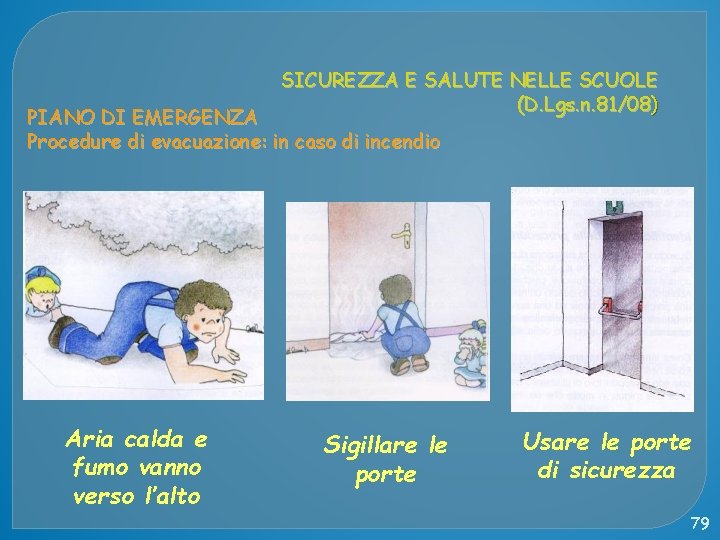 SICUREZZA E SALUTE NELLE SCUOLE (D. Lgs. n. 81/08) PIANO DI EMERGENZA Procedure di