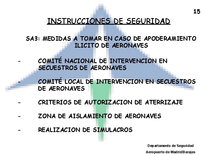 15 INSTRUCCIONES DE SEGURIDAD SA 3: MEDIDAS A TOMAR EN CASO DE APODERAMIENTO ILICITO